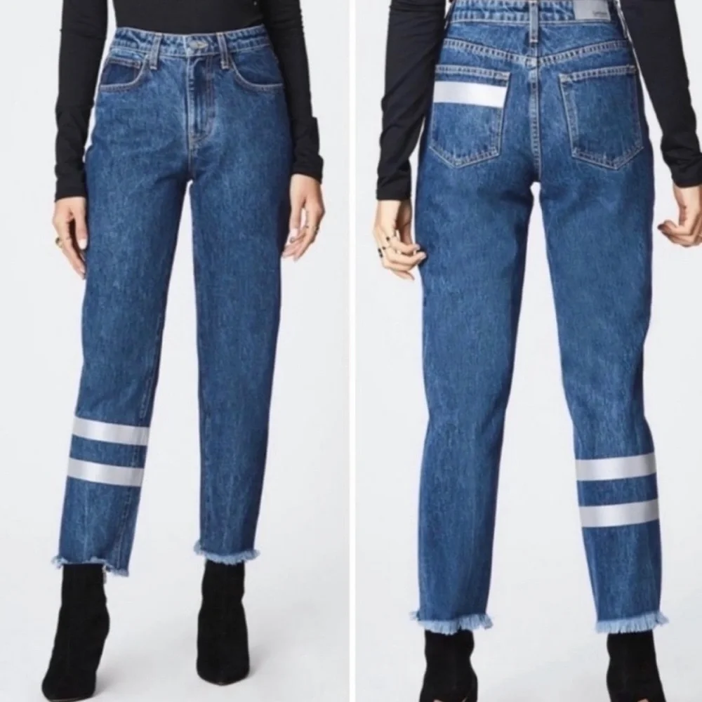 CARMAR Jeans Juliet Boyfriend Relaxed Fit High Rise Reflective Stripes Size 28 - Picture 12 of 13
